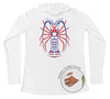 Womens Long Sleeve UV Red White & Blue Spiny Lobster Swim Hoodie