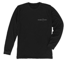 Front of black manta ray long-sleeve t-shirt with Shark Zen front left chest logo