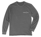 Front of dark heather grey distilled Octopus long-sleeve t-shirt with Shark Zen front left chest logo