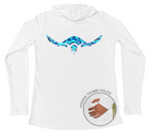 Womens Long Sleeve Water Camouflage Hawksbill Sea Turtle Hooded Sun Shirt