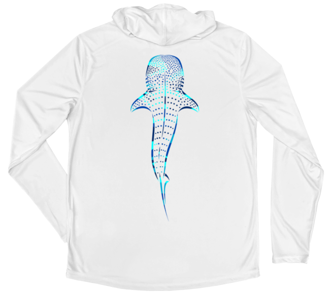 Men's Long Sleeve Water Camouflage Whale Shark Hooded Sun Shirt