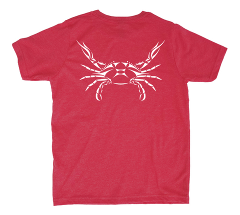 Crab Kids T-Shirt - Red Heather Crab Shirt - Back