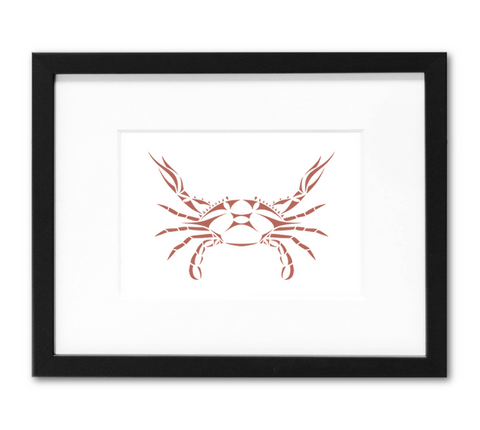 Blue Crab Mini Art Print | 5x7 Inch Nantucket Red Crab Artwork