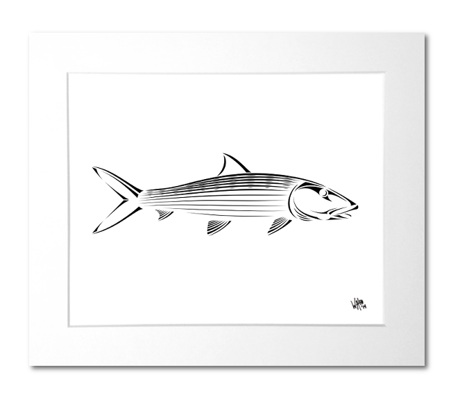 Bonefish Art Print | Black and White Bonefish Wall Art – Shark Zen