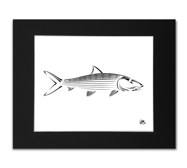 Bonefish Art Print | Black and White Bonefish Wall Art – Shark Zen