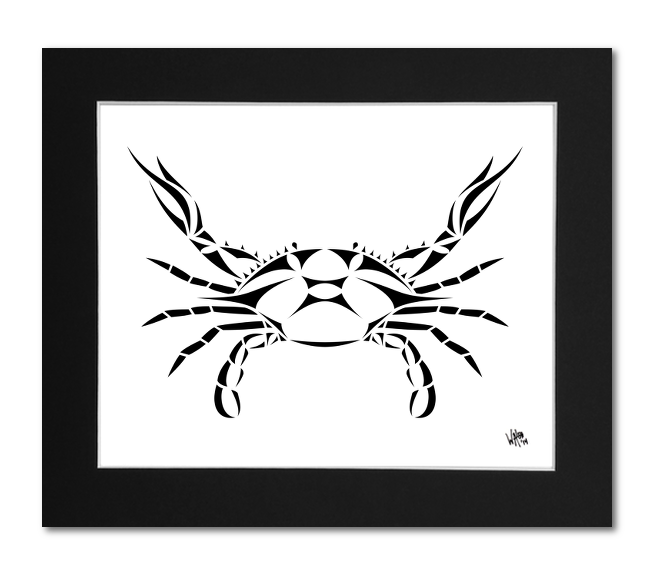 Blue Crab Black and White Art Print, designed by artist Billy Walsh