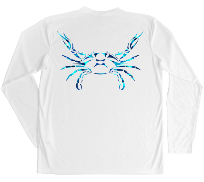 Men s Long Sleeve UV Water Camouflage Blue Crab Swim Shirt Shark Zen