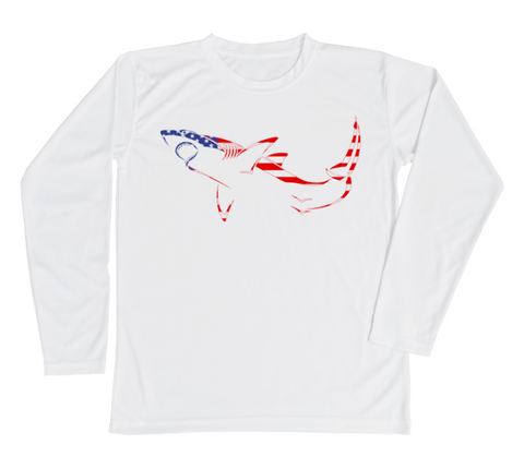 Shark American Flag Kids Swim Shirt