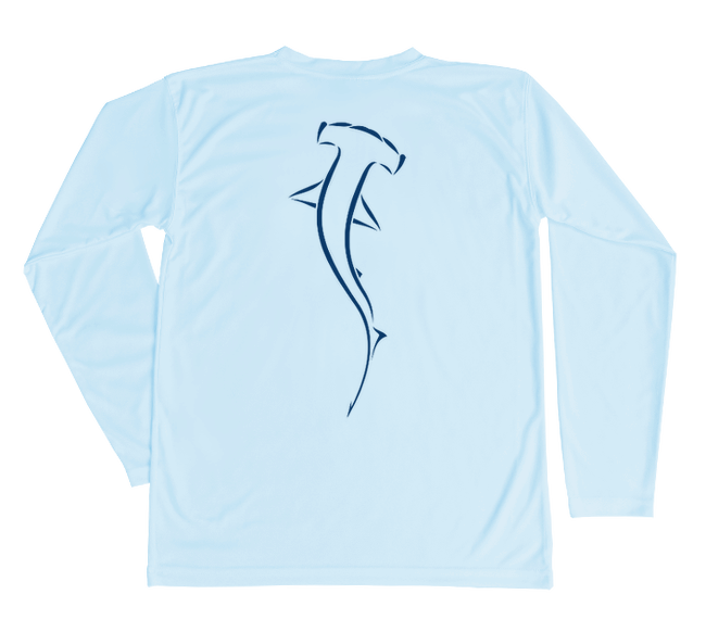 Kids Hammerhead Sun Shirt  Light Blue Long Sleeve Swim Shirt – Shark Zen