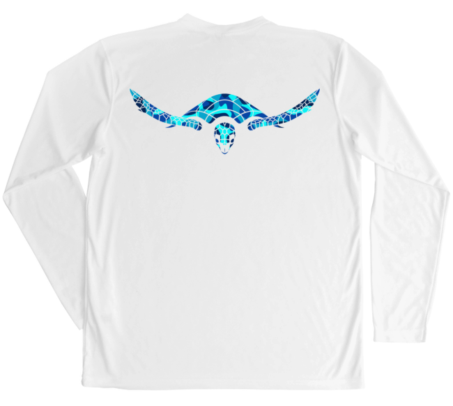 Men's Long Sleeve UV Water Camouflage Hawksbill Sea Turtle Swim Shirt X-Large / White