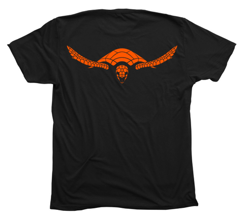 Hawksbill Sea Turtle T-Shirt [Back - BL / OR]