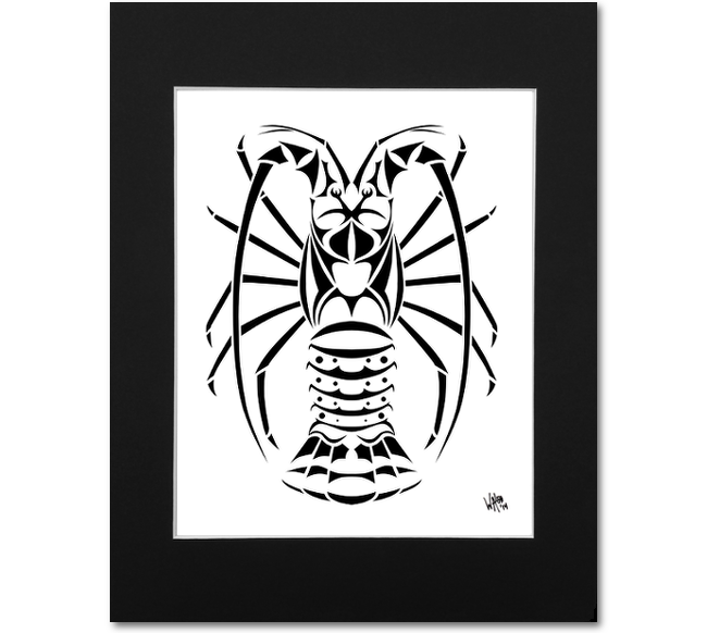 Spiny Lobster Art Print - Florida Lobster Matted Abstract Artwork