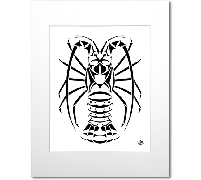 Spiny Lobster Art Print - White Mat