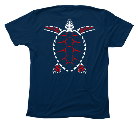 Sea Turtle Red White and Blue Navy T-Shirt – Shark Zen