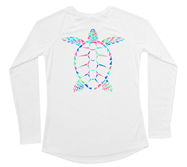 Womens Long Sleeve UV Water Camouflage Sea Turtle Swim Shirt X-Large / White