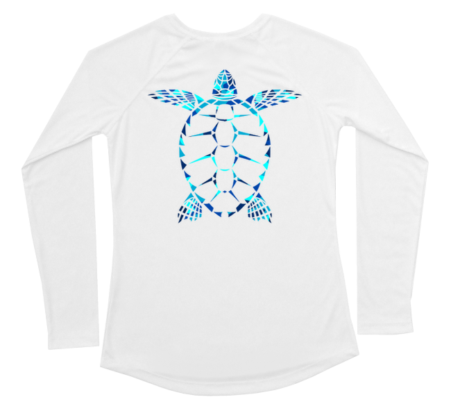 Womens Long Sleeve UV Water Camouflage Sea Turtle Swim Shirt