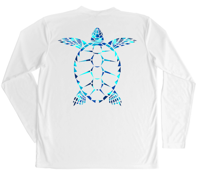Men's Long Sleeve UV Water Camouflage Sea Turtle Swim Shirt Large / White