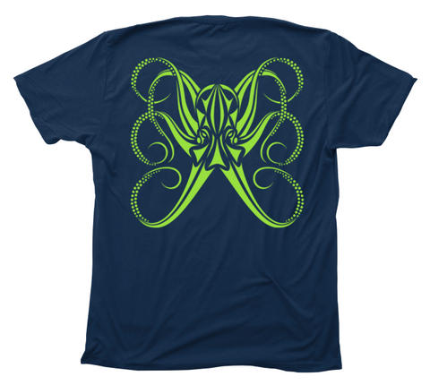 Octopus T Shirt - Awesome Navy, Short Sleeve, Men's Tribal Octopus
