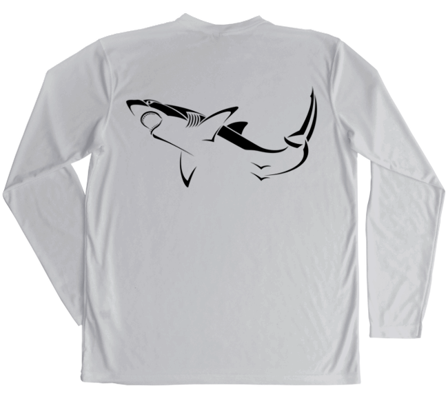 Great White Shark Swim Shirt | Men's Sun Protection UV Shirt Small / Pearl Grey