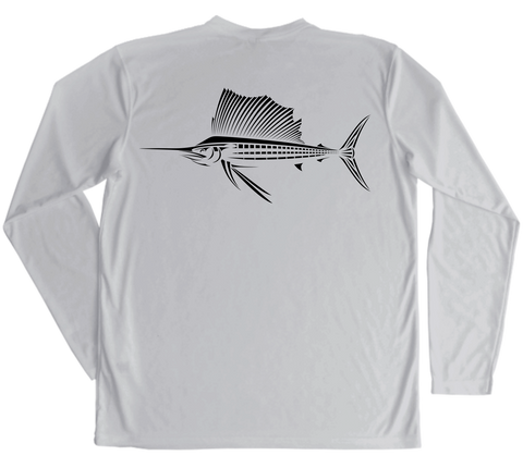 Mens Performance Fishing Shirt UPF 50+ Protection, Rude Tuna, Gray