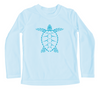 Toddler Swim Shirt - Sea Turtle Long Sleeve UPF Sun Shirt - Baby Blue