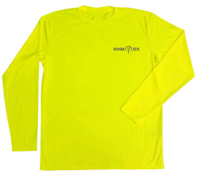 Fishing Long Sleeve Shirt Safety Yellow Shark Swim Shirt Shark Zen