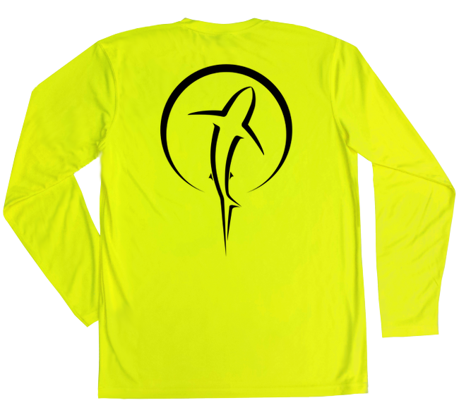 Fishing Long Sleeve Shirt  Safety Yellow Shark Swim Shirt – Shark Zen