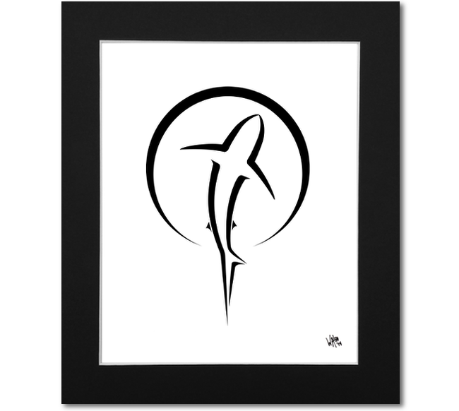 Shark Art Print Black and White Shark Wall Art Shark Zen