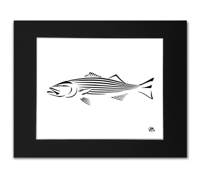 [New] Striper Fishing Shirts for Men with Striped Bass Fish Artwork X-Large / White