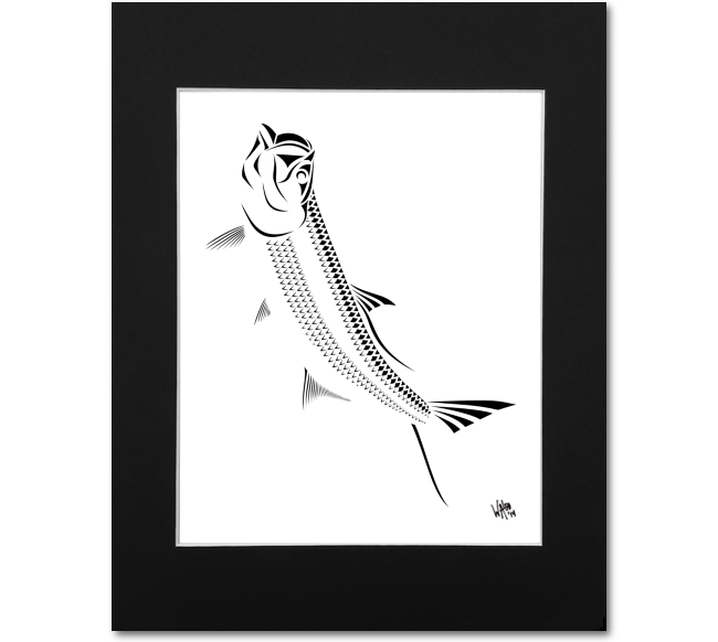 Tarpon Wall Art Print - Silver King Black and White Abstract Artwork