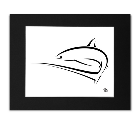 Thresher Shark Art Print - Black Mat 8x10 Print