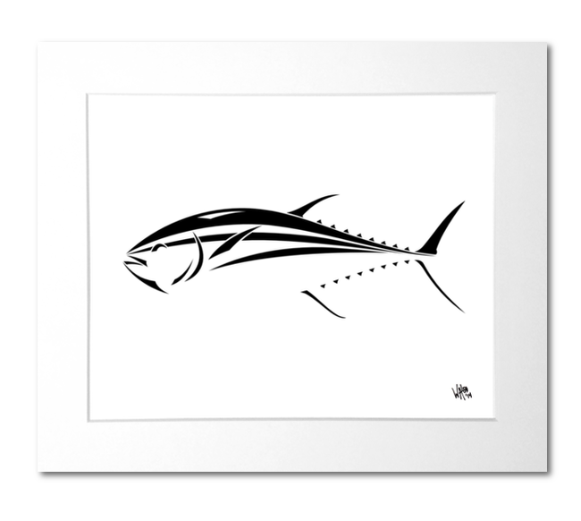 Bluefin Tuna Art Print - Black and White Tuna Design