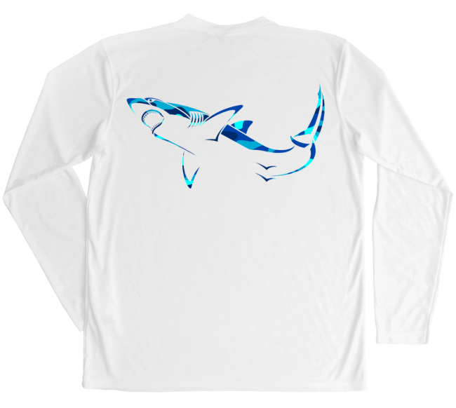 Men's Long Sleeve UV Water Camouflage Great White Shark Swim Shirt – Shark  Zen