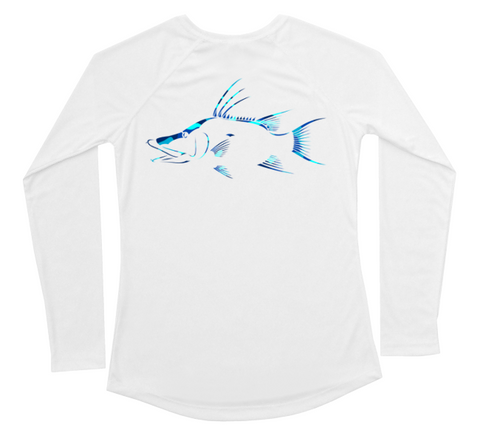 Womens Long Sleeve UV Water Camouflage Hogfish Swim Shirt