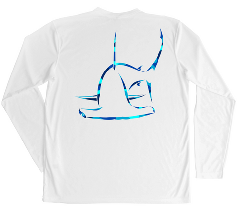 Womens Long Sleeve UV Water Camouflage Bluefin Tuna Swim Shirt – Shark Zen