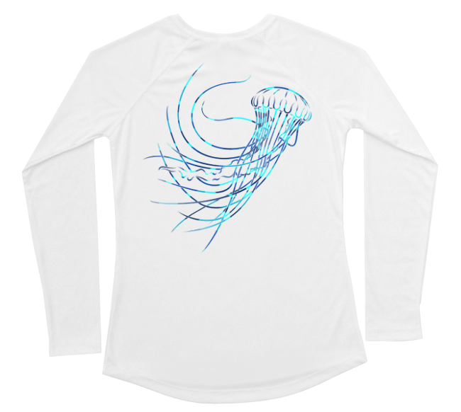 Womens Long Sleeve UV Water Camouflage Jellyfish Swim Shirt