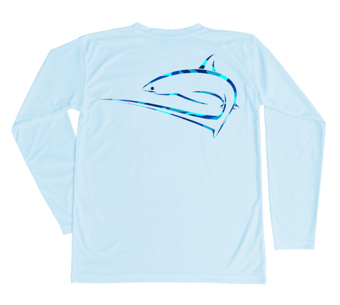 Thresher Shark Kids Light Blue Long Sleeve Swim Shirt