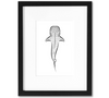 Whale Shark Mini Art Print | 5x7 Inch Black Whale Shark Artwork