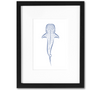 Whale Shark Mini Art Print | 5x7 Inch Navy Blue Whale Shark Artwork