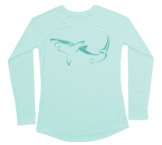 Great White Shark Women's Swim Shirt | Long Sleeve UV Sun Protection Beach Shirt XX-Large / Seagrass