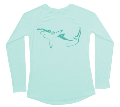Great White Shark Women's Swim Shirt | Long Sleeve UV Sun Protection Beach Shirt