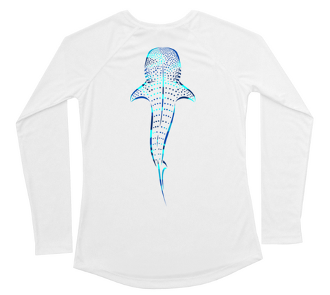 Womens Long Sleeve Water Camouflage Whale Shark Swim Shirt